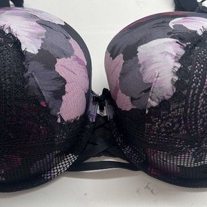 Cacique Boost Balconette Lace Purple Black Sexy Underwire Push Up Bra‎ Size 44DD